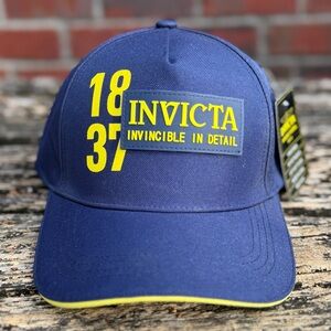 NWT Invicta Gear Adjustable Baseball Hat (Model IG0300)-Navy Blue & Yellow F2